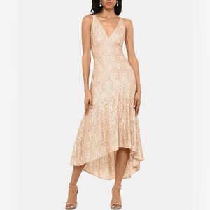 Betsy & Adam Beige High Low Dress